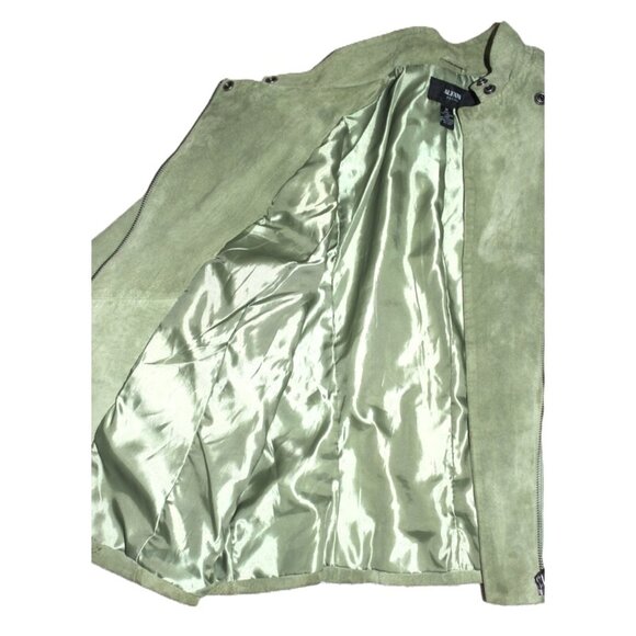 ALFANI 100% Genuine Suede Leather Jacket in Sage, Medium Petite - Picture 7 of 11